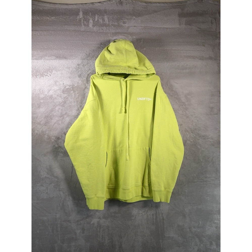 Undefeated Hoodie Mens Size 2XL Neon Yellow Pullover Streetwear Sweatshirt